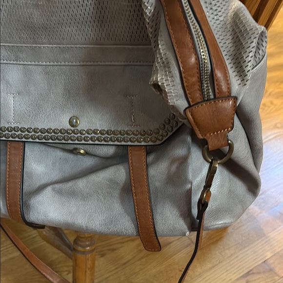 Antik Kraft Gray and Brown Studded Shoulder Bag - Picture 3 of 7